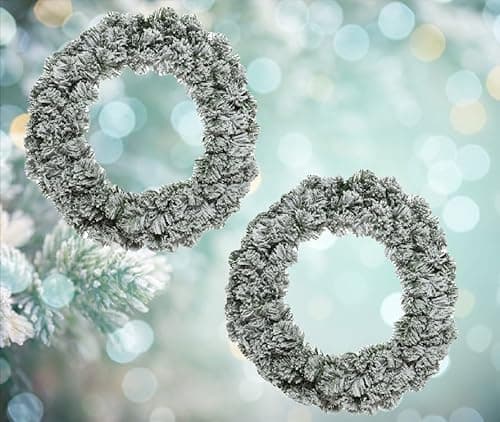 Image of Set Of 2 50cm Snowy Imperial Christmas Wreaths Large Green Pine Door Decoration