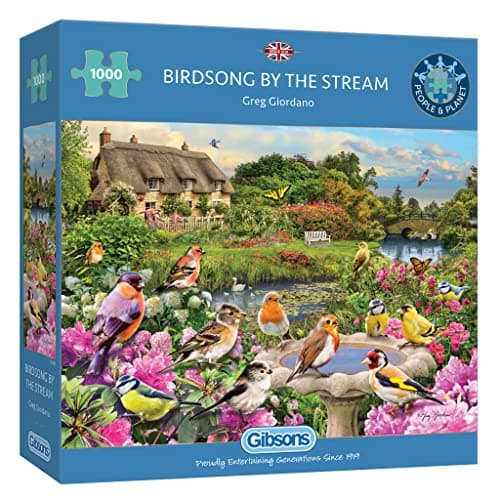 Image of Gibsons Birdsong by the Stream 1000 Piece Jigsaw Puzzle | British Garden Birds Nature | Sustainable Jigsaw Puzzle for Adults Teens | Premium 100% Recycled Board | Great Gift | Gibsons Games