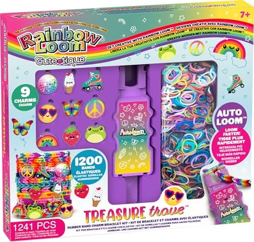 Image of Bandai - Rainbow Loom Cute Tique – Automatic Set of Elastic Bracelets – Creative Leisure – Includes 1200 Rubber Bands, Car Loop and Accessories – Assortment – Toys for Children from 7