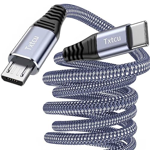 Image of Txtcu USB C to Micro USB Cable 1M, USB Type C to Micro Cable Nylon Braided USB C to Micro Charger Android Charging Cord Dast Sync Compatible for Samsung Galaxy S7/S5/J3/J5/J7,Huawei,HTC,LG