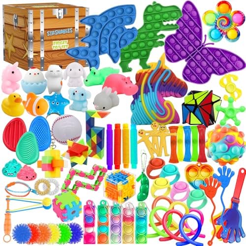 Image of 75 pcs Fidget Toys Kids Pack - Classroom Prizes, Pinata Fillers, Treasure Chest Goodie Bag Rewards with Pop its, Party Favours, Sensory Toys, Bulk Fidgets Box Gifts for Girls and Boys