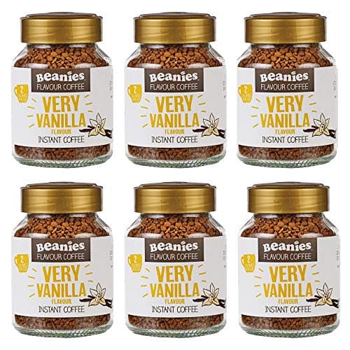 Image of 6x Beanies Very Vanilla Flavoured Instant Coffee Jars: 50g per jar