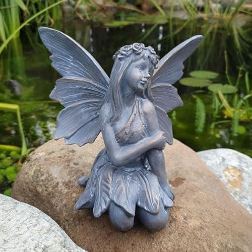 Image of Flower Fairy A Statue Bronze Finish | Nymph Indoor + Garden Decoration Ornament