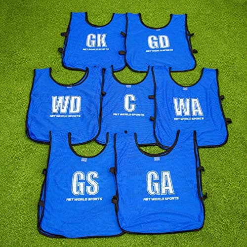 Image of FORZA Netball Bibs [7 Pack] - Full Netball Player Position Bib Pack - Three Sizes (Blue, Senior)