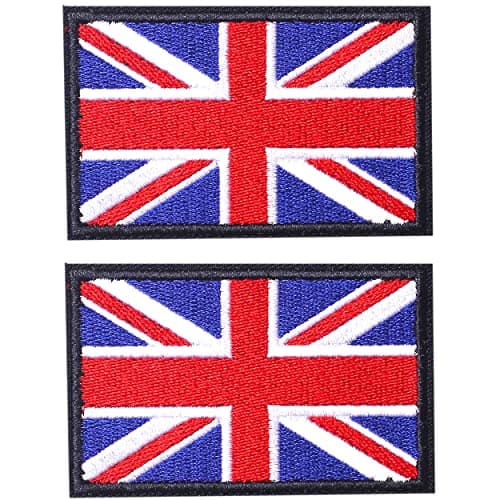 Image of AXEN British Union Jack Patch United Kingdom Flag Patch British Union Patches Tactical Patches Hook and Loop Applique for Military Uniform Tactical Bag Jacket Jeans Hat, 2pcs