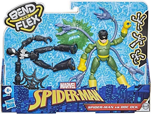 Image of Spider-Man Marvel Bend and Flex Black Suit Vs. Doc Ock Action Figure Toys, 6-inch Flexible Figures, For Kids Ages 4 And Up