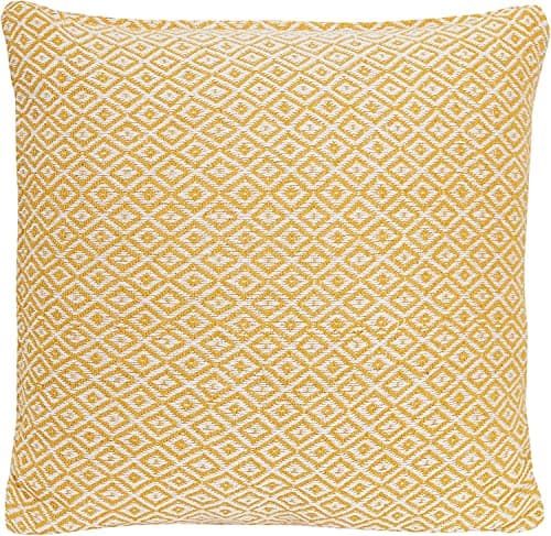 Image of Large Cushion Covers 60cm x 60cm Ochre Diamond Geo Pattern, 100% Cotton Square Cushions For Home Decor Sofa Bed