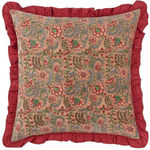 Image of Paoletti Haven Floral Cotton Velvet Cushion Cover, 50 x 50 cm, Blushing Rose