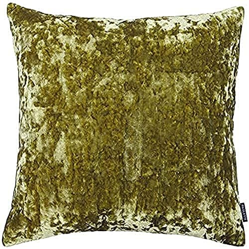 Image of Riva Paoletti Roma Square Cushion Cover - Chatreuse Yellow - Crushed Velvet Look And Feel - Hidden Zip Closure - Machine Washable - 100% Polyester - 50 X 50Cm (20" X 20" Inches)