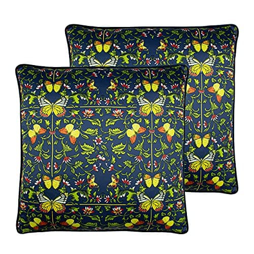 Image of Paoletti Potage Feather Filled Cushions (Twin Pack), Navy, 50 x 50cm