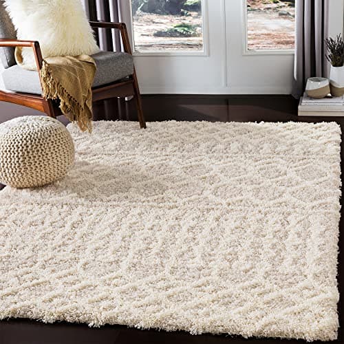 Image of Livabliss Nour Dubai Shaggy Carpet 130x170 cm – Modern Berber Style for Living Room & Bedroom, Soft Plush Thick Pile, Easy Care Floor Covering, Cream Light Beige