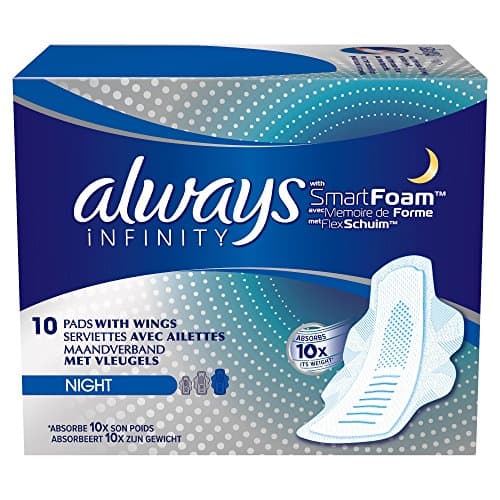 Image of Always Infinity Night (Size 3) Sanitary Pads with Wings, 10 per Pack (Pack of 2)