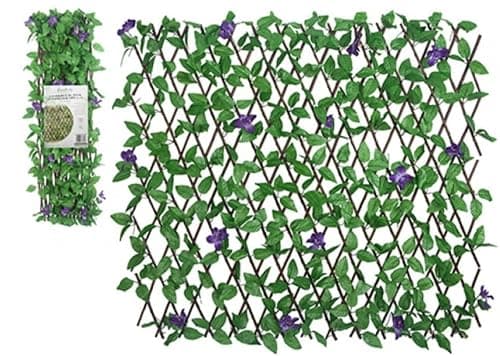 Image of Artificial Expandable Willow Lavender Bloom Trellis, Garden Fence Wall Trellis Decor Expanding - Garden Greatness