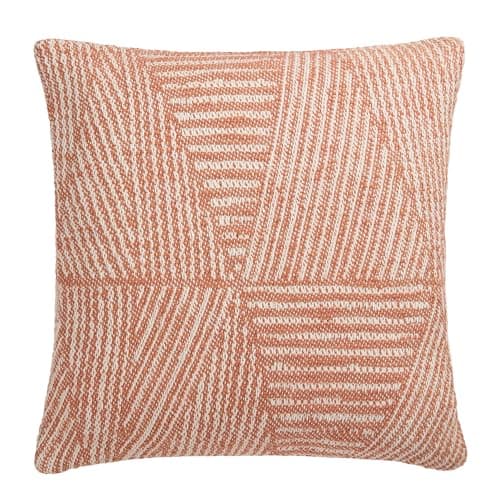 Image of Appletree Geometric Cushion – Terracotta Orange – 43 x 43cm – 100% Cotton – Woven Texture – Filling Included – Decorative Cushion with Insert – Textured Cover for Sofa/Bedroom – Home Decor Accent