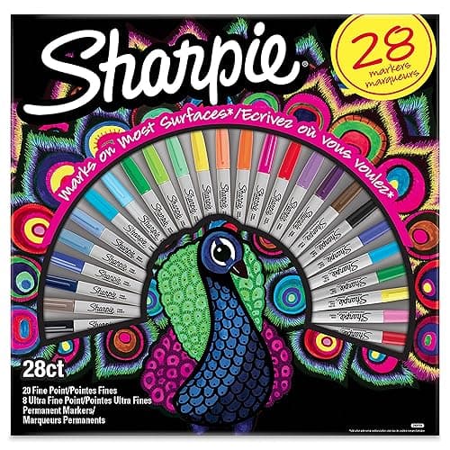 Image of Sharpie Permanent Marker Set | Exclusive Colour Assortment | Fine & Ultra Fine Points | 28 Count