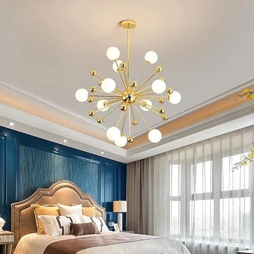 Image of Modern Global Led Chandelier Kitchen Restaurant Living Room Pendant Lamp Organic Glass Acrylic Artificial Satellite Decor Lights(Warm White,12 Lights)