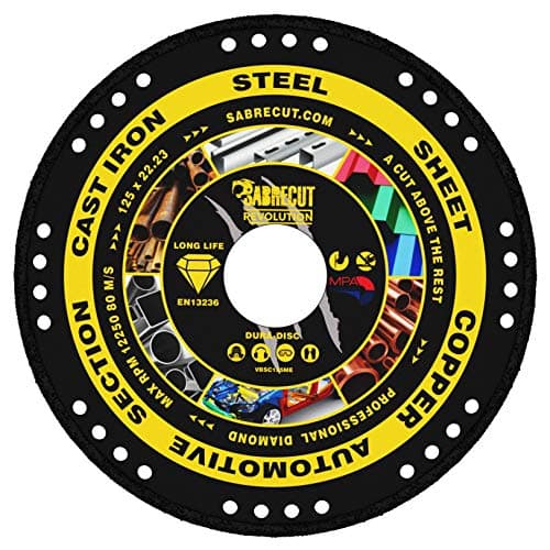 Image of 1 x SabreCut VBSC125ME 125mm (5 inch) x 22.23mm Bore Vacuum Brazed Metal Cutting Angle Grinder Circular Saw Diamond Disc Blade