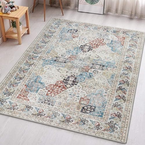 Image of Aspire Homeware Rugs for Bedroom Living Room - Traditional Area Rugs 60x110 cm Coastal Cashmere Style Soft Short Pile Vintage Rug - Carpet for Dining Room Easy To Clean