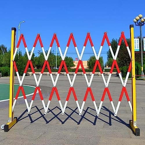 Image of LWJSOCP Mobile Retractable Barrier, Red 1.2 x 3m, Fiberglass Reinforced Plastic, Isolated Traffic Control, Durable Safety Solution for Events, Outdoor Use, Easy Setup