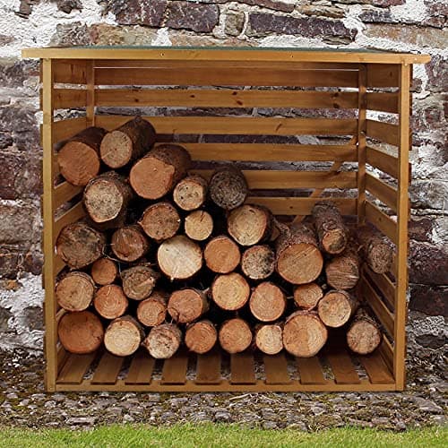 Image of Actiasgear - Wooden Log Store with Felt Roof | Firewood Storage Shelter for Outdoor Use | 117cm H x 65cm D x 114cm W