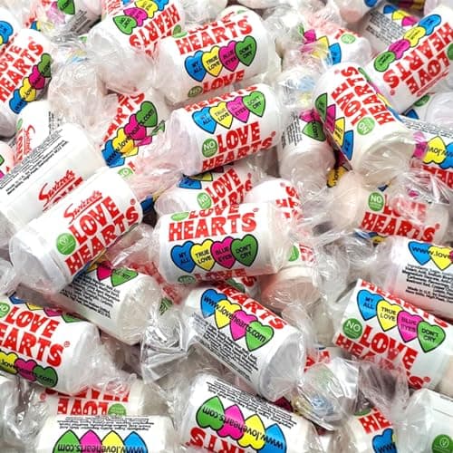Image of Love Heart Sweets Mini Rolls x 50 │ Love Heart Sweets│ 50 Pack Bulk Bag │ Assorted Pick and Mix for Parties, Gifts, and Sharing.