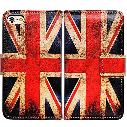 Image of BCOV iPhone SE 3rd Gen Case, Retro Union Jack Flag Leather Flip Case Wallet Cover with Card Slot Holder Kickstand For New 4.7" iPhone SE 2022 2020/iPhone 8/iPhone 7