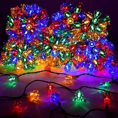 Image of Christmas Concepts® 500 50m (164ft) Retro Multi Coloured LED Petal Lights with 8 Function Controller – Indoor/Outdoor – Energy Efficient A++ - Christmas Lights