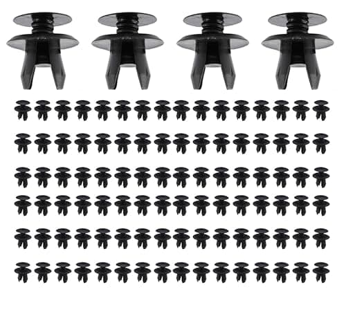 Image of KOOLEVER Pack of 100 Mounting Clips Trim Clips for VW T4/T5, Car Push Locator Buckle Clip for Interior Trim Door Panel Clips, 70186729901 701867299 Black