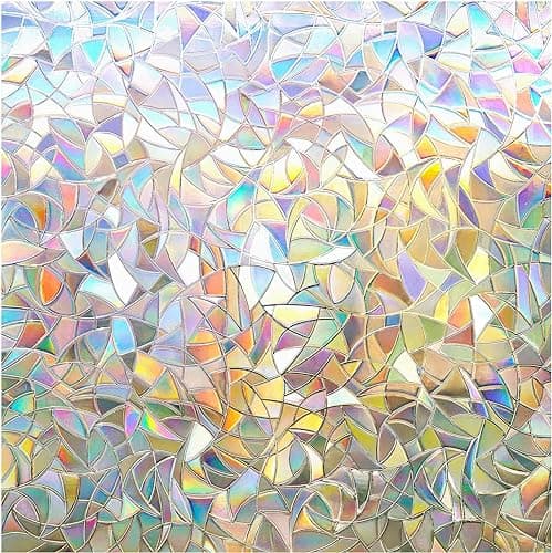 Image of rabbitgoo Rainbow Window Film Privacy Film for Glass Windows, Decorative Stickers for Glass Privacy, Static Cling Self-Adhesive Vinyl Rainbow Covering Stickers 60x200cm