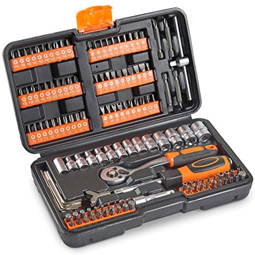 Image of VonHaus Socket Set – 130-Piece Ratchet Kit, 1/4" Drive Socket Set with Extension Bar, Coupler, Ratchet and Wrench - Wrench Bundle and Screwdriver Bit Collection with Carry Case