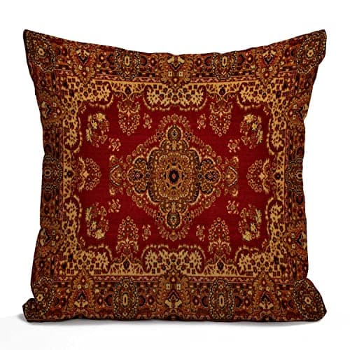 Image of Tomda Rug Cushion Cover Vintage Retro Boho Pillow Case Bohemian Ornament Farmhouse Pillow Cover Cotton Linen Decorative Square Throw Pillow Cover 18x18 Inch for Sofa Couch Decoration 45x45cm