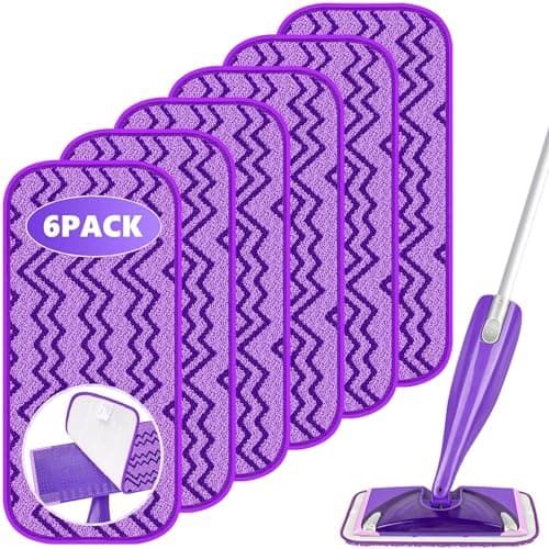Image of Reusable Mop Refill Pads for Flash Powermop: 6 Pack Microfibre Wet Wipes Dry Cloths Replacements for Power Spray Mop & Swiffer WetJet - Household Kitchen All Purpose Floor Cleaning
