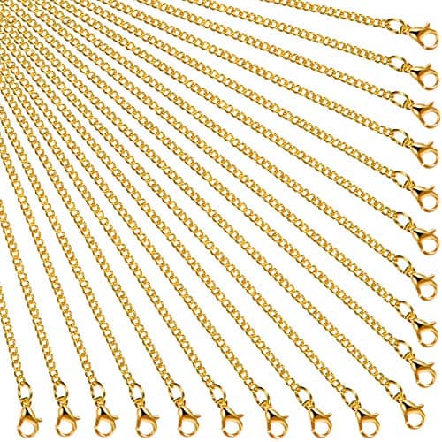 Image of 24 Pack Necklace Chains Gold Plated DIY Link Chain Necklace with Lobster Clasps for Women DIY Jewelry Making Supplies (18 Inch)