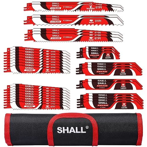 Image of SHALL Reciprocating Saw Blades (34pcs) Carbide Steel Replacement Saw Blade Kit for Tree Pruning, for Wood, Metal and Plastic, with Storage Bag