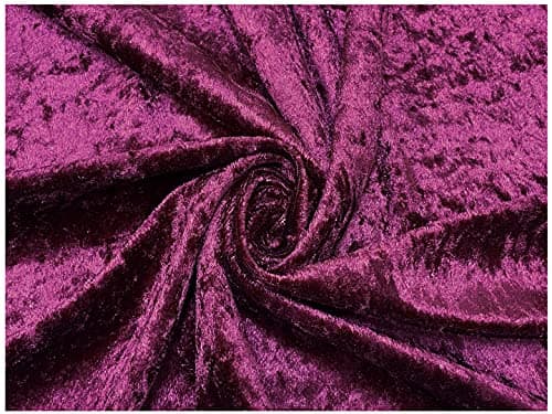Image of Crushed Velvet Fabric Craft Stretch Velour Material - Soft Furnishing & Craft Velour Fabric - 150cm Wide (Grape Purple, 100cm x 150cm (39" x 60"))