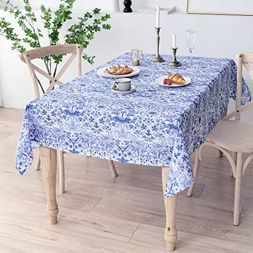 Image of Obal William Morris Tablecloth Original Design Tablecloth Water Resistant Rectangular Table cloth Kitchen Dinning Decoration Table Cover Washable, 230cm x 140cm (Blue Strawberry Thief)