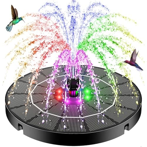Image of SZMP Solar Water Fountain, 2026 Upgrade 3.5W Solar Bird Bath Fountain Pump with Color LED Lights, 7 Nozzles & 4 Fixed Rods for Garden, Patio, Pond, Pool, Fish Tank, Outdoor Water Feature