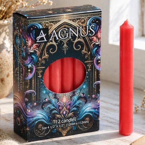 Image of 12 Red Love Magic Spell Candles - Love Candles 12cm Spell Candles 4.5" 100% Natural Christingle Chime Pyramid Christmas Tree Candles – Dripless, Golden Flame – Clean,