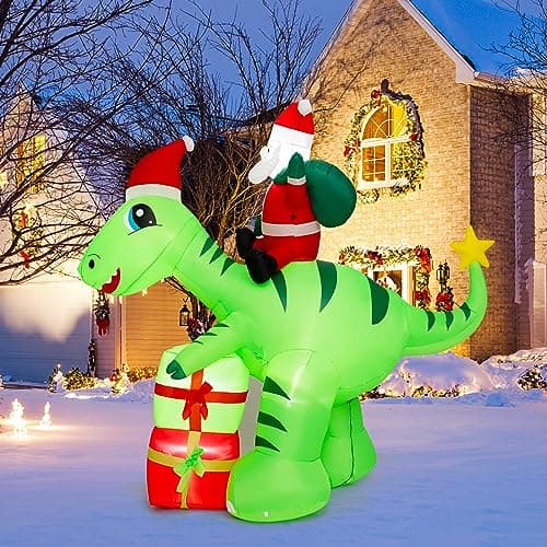 Image of COSTWAY Inflatable Christmas Santa Claus, Self Inflating Xmas Decoration with LED Lights and Blower, Blow up Christmas Decor for Indoor Outdoor
