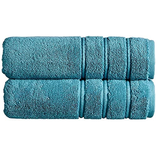 Image of Christy Antalya Large Bath Towels | Set of 2 | 100% Turkish Cotton | 600GSM | Soft Plush Luxury Towel Set | 70cm x 125cm | Quick Dry | Jade Teal
