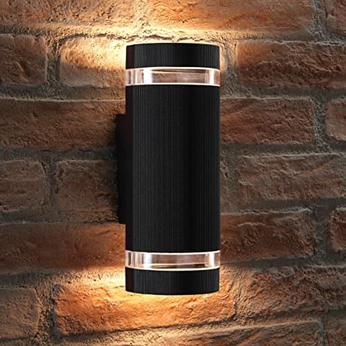 Image of Auraglow Indoor/Outdoor Double Up & Down Wall Light - Silver (Warm White, Black)