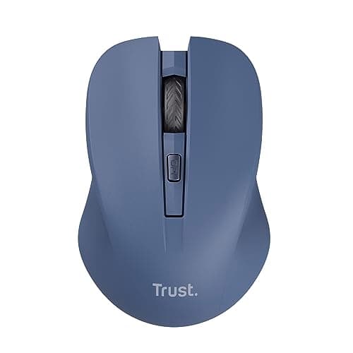 Image of Trust Mydo Silent Wireless Mouse, 82% Recycled Plastics, 1000-1800 DPI, Storable USB Receiver, RF 2.4GHz, For Left and Right Hand Users, Quiet Optical Computer Mouse for PC, Laptop, Mac - Blue