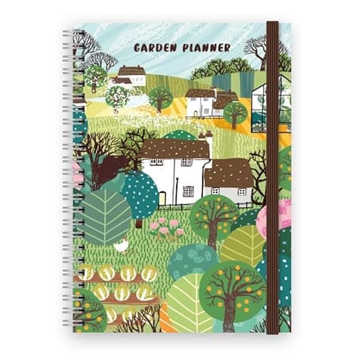 Image of Cauliflower Journals Garden Planner, Journal log & Notebook- Gardening Journal Pretty Garden Themed Cover Design, A5 Spiral Bound 128 Themed Pages, Double Pocket and Elastic Closure, UK Made