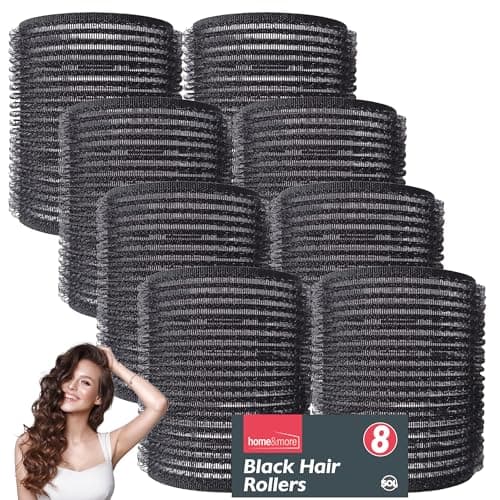 Image of SOL 8pk Black Hair Rollers for Hair Volume - Self Grip, Boost Volume, Create Bouncy Waves, Reduce Heat Damage, Compact, Easy to Use, Travel-Friendly Styling Curler for Everyday Styling or Quick Fixes