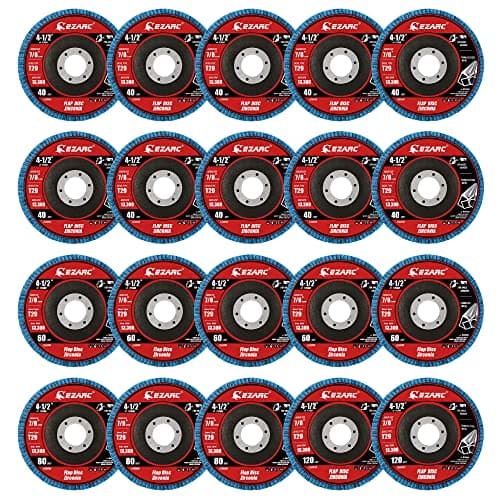 Image of EZARC 20 Pack Flap Discs 115 x 22.23 mm Zirconia Grinding Wheel Type 29 Assorted Grit 40/60/80/120 Angle Grinder Sanding Disc for Stainless Steel, Cast Iron and Sheet Metal