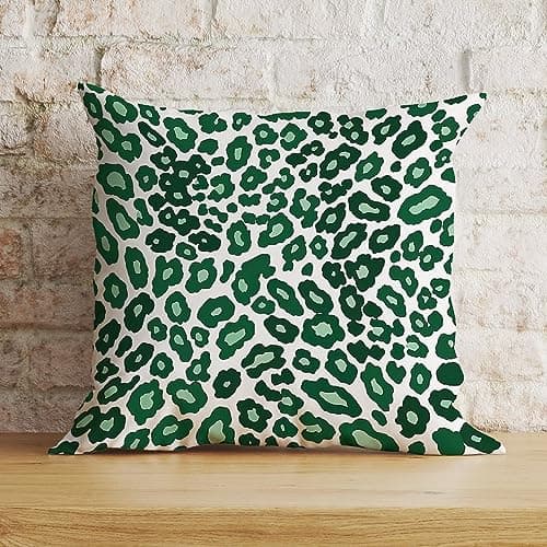 Image of Zyadsinoudor Chinoiserie Pillow Cover Leopard Graphite Green Dot Pillowcase Dynasty Decorative Pillow Home Cotton Linen 20x20in Culture Cushion Cases For Couch Sofa Farmhouse Decor