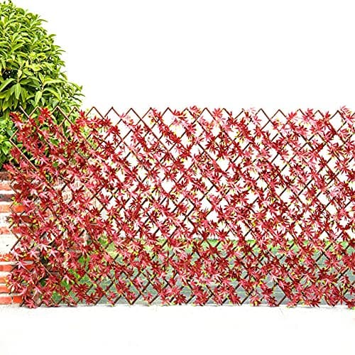 Image of EliteKoopers 1Pcs Red Acer Artificial Hedge Vine Leaf Fence Privacy Screening Trellis For Garden, Wall Balcony etc. (180x90cm)