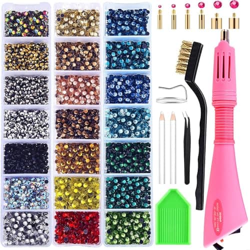 Image of Blinginbox 6000pcs 21 Colors 3mm Hotfix Rhinestones Gems Craft, Diamond Painting Pen, Rhinestone Applicator Tool for DIY Shoes, Clothes, Accessories