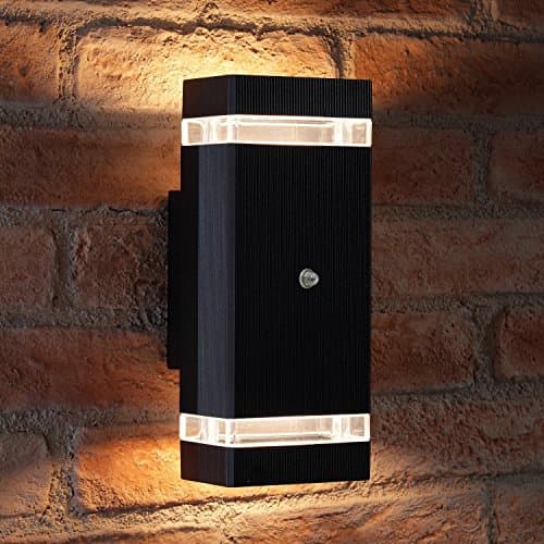 Image of Auraglow Dusk Till Dawn Sensor Double Up & Down Outdoor Wall Security Light (Black, Warm White)