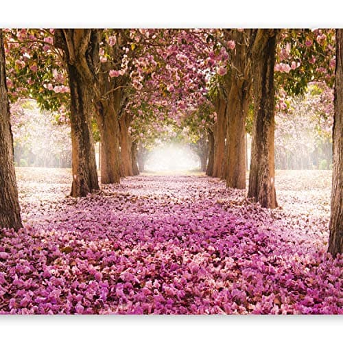 Image of Wallpaper - Wall Mural Abstraction Nature 350x256 cm / 137.8" x 96.5" - Non-Woven Premium Art Print Fleece Wall Mural Decoration Poster Picture Design Modern - Botanical Way Trees Pink c-A-0031-a-b